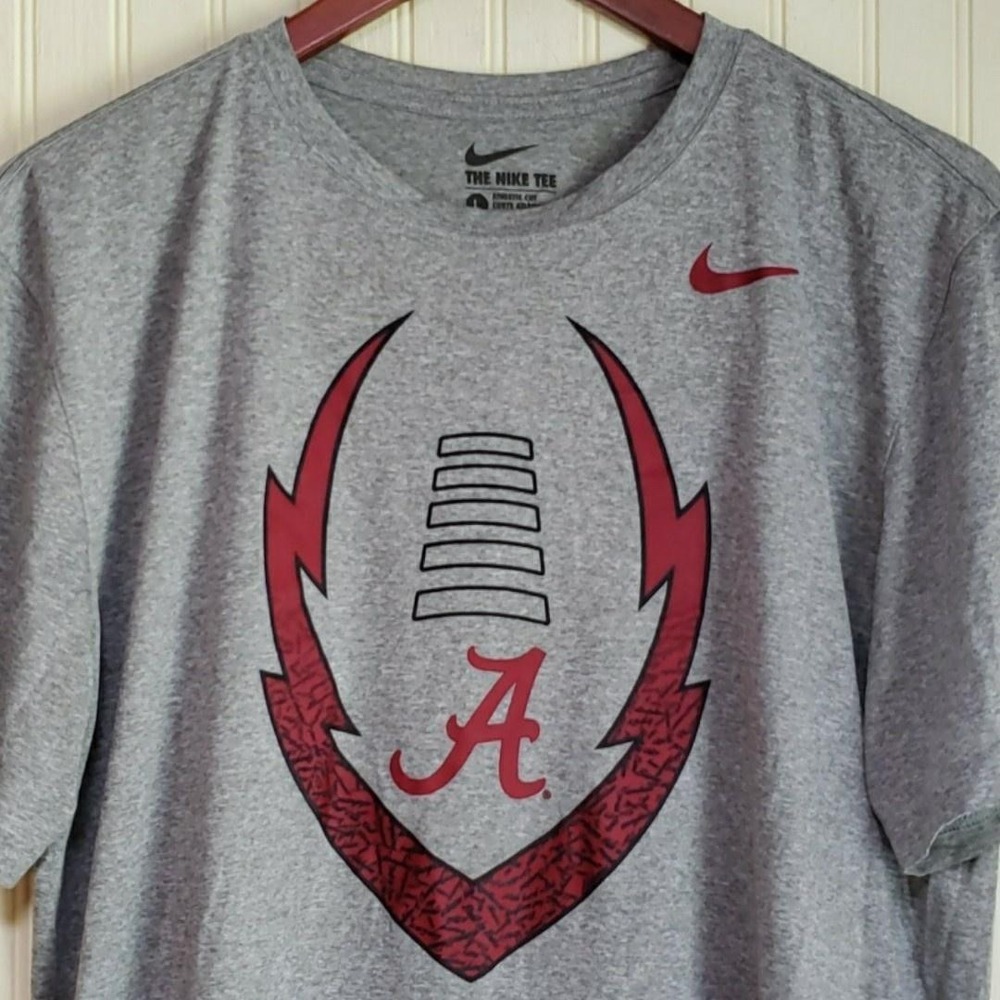 Alabama Crimson Tide Shirt Mens Large Gray NCAA Football Nike Dri Fit Tee
